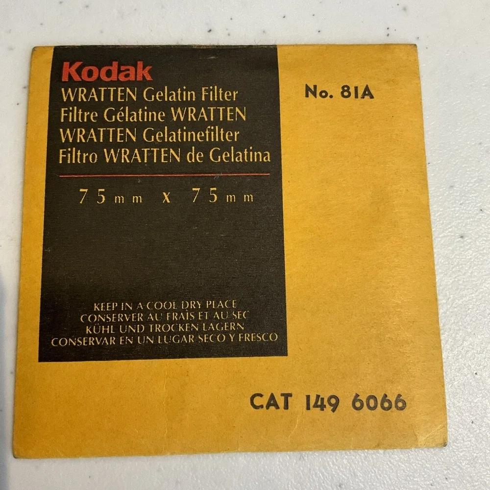 Kodak‎ Wratten 81A Gelatin Filter 149 6066  75x75mm 1993 Sealed New